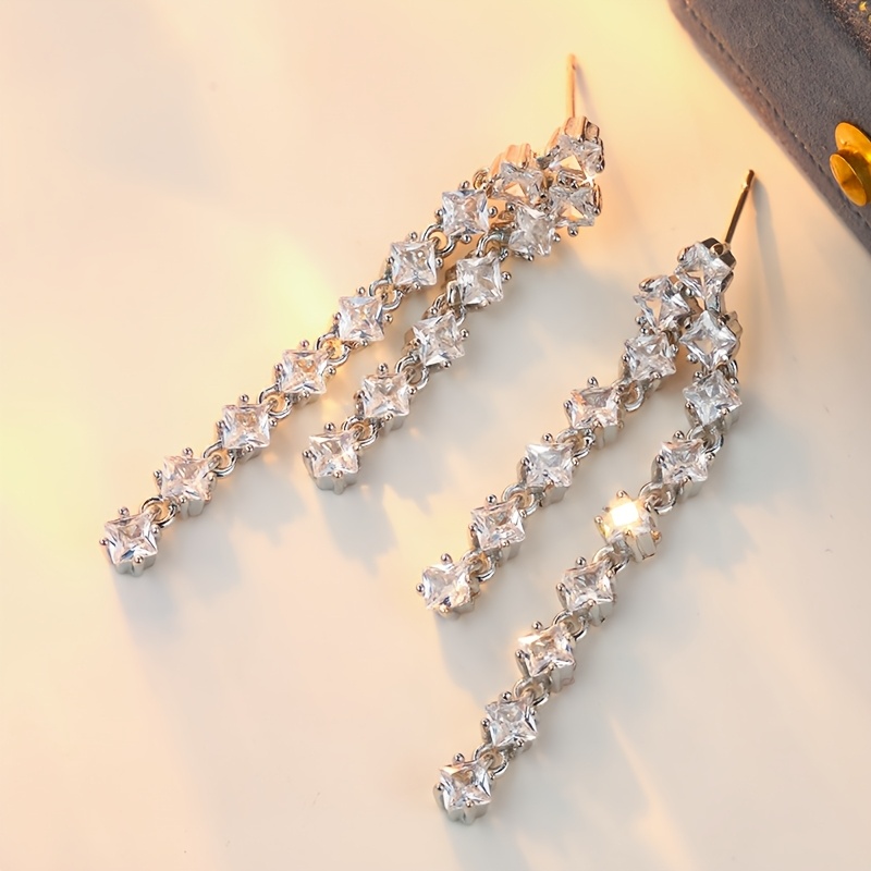 Shiny Cut Synthetic Zirconia Pendant Earrings